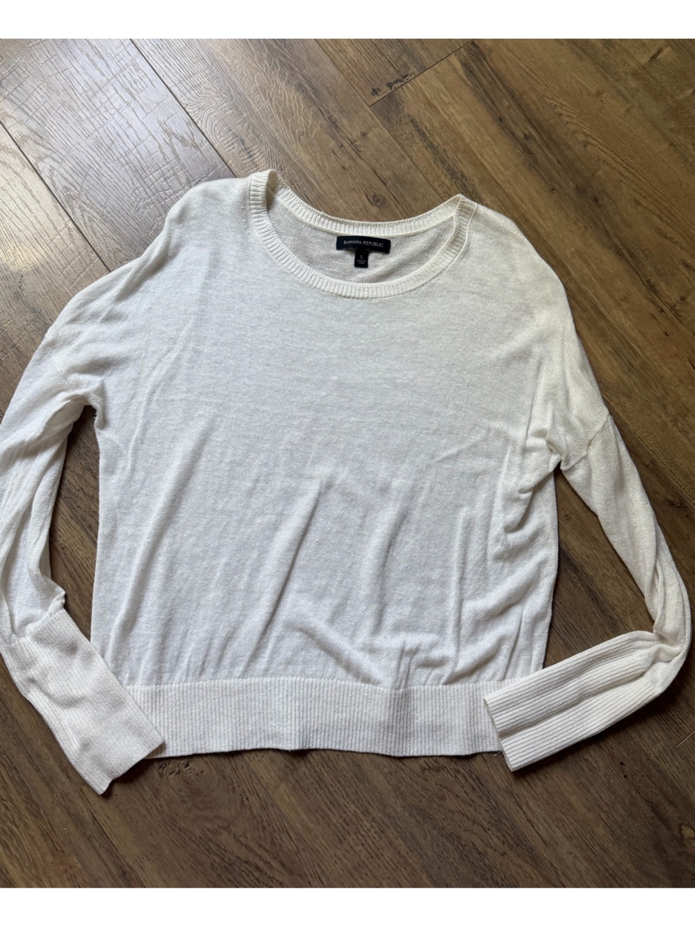 Banana Republic Ivory Linen Long Sleeved Sweater Size S